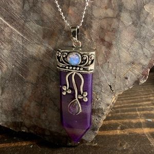 New! Alchemy63 Banded Amethyst & Moonstone Pendant